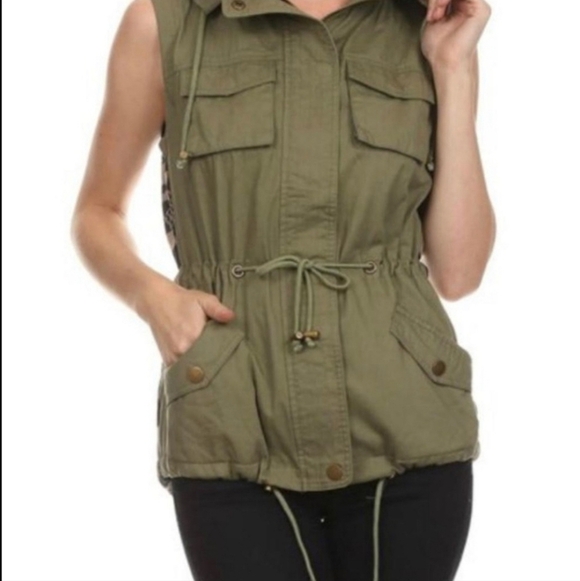 Fashionomics Aztec Olive Green Vest Size Large - Picture 2 of 8